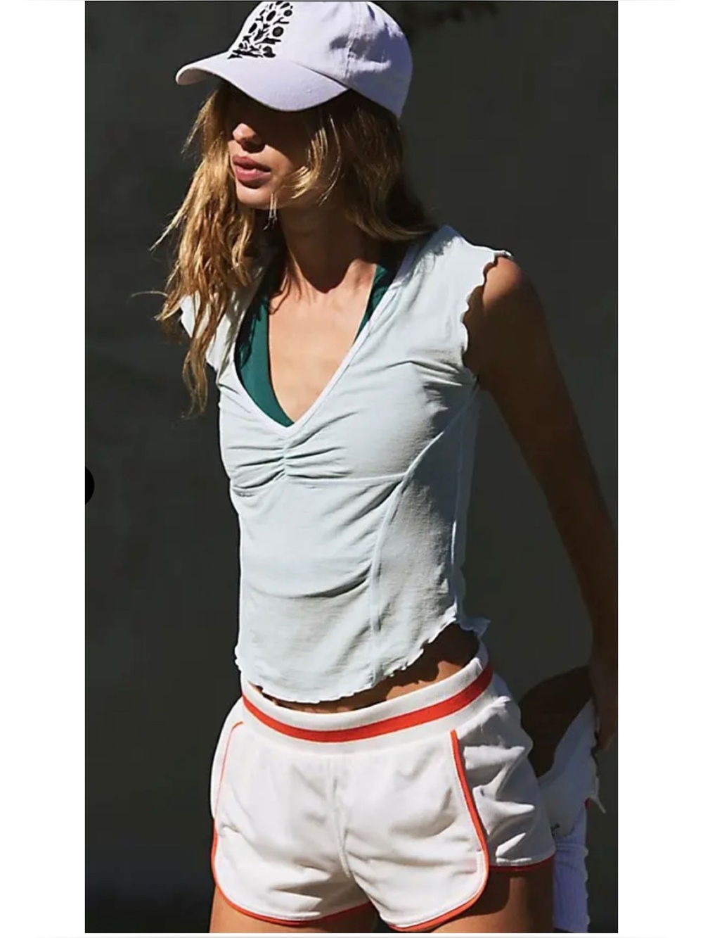 FP Movement Block Me V-Neck Short Sleeve Semi-Sheer Top